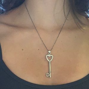 Silver Heart Key Necklace